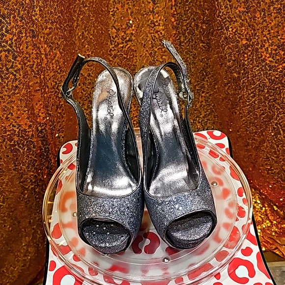 A Cupid Silver Sparkly Glitter High Heels size 6 - Picture 7 of 10
